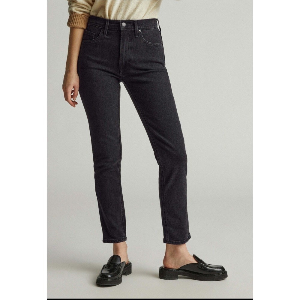 Everlane Slim Straight Ankle Jeans Women's Size 27 Black Stretch Denim Minimalis